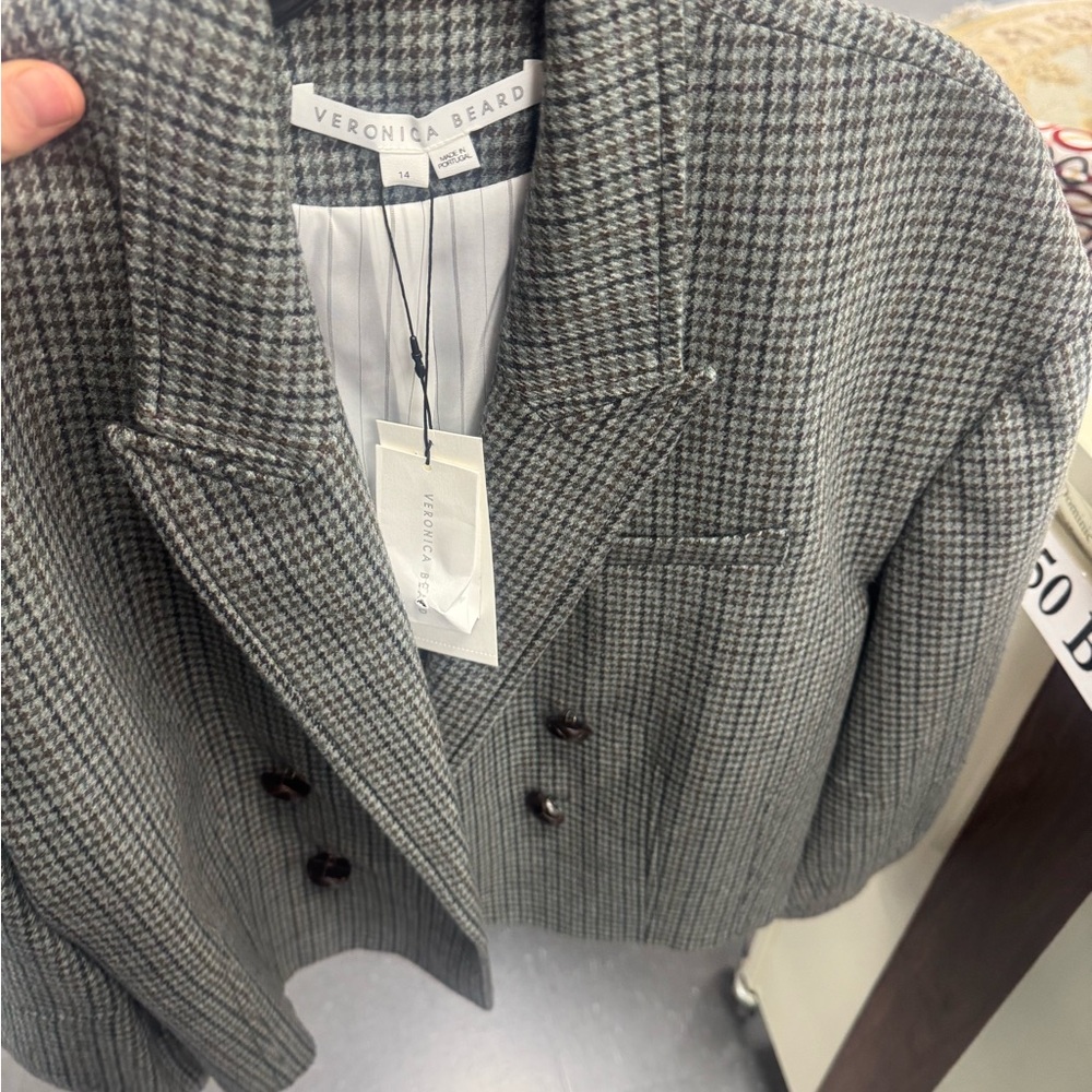 Veronica Beard Charcoal Houndstooth Blazer